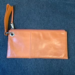 VIDA Orange  Leather HOBO Wristlet Clutch Wallet